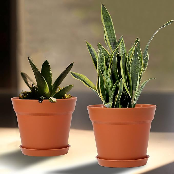 WOUSIWER 16 Pack 6 inch Plastic Planters, Plastic Indoor Planter Flower Pots - Image 8