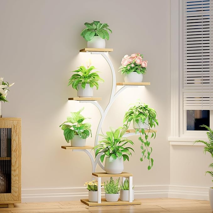 Plant Stand Indoor with Grow Lights, 7 Tiered Indoor Plant Shelf, Metal Plant - Image 8