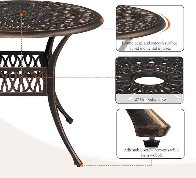 VINGLI 35.4' Dia Patio Dining Table - Image 6
