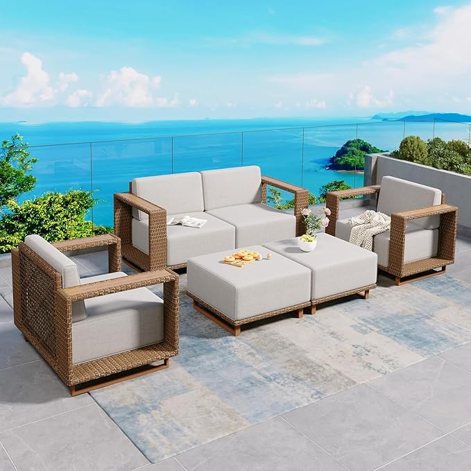 Sectional Outdoor Patio Furniture, Outdoor Rattan Wicker Sectional Sofa by SUNSHINEVALLEY
