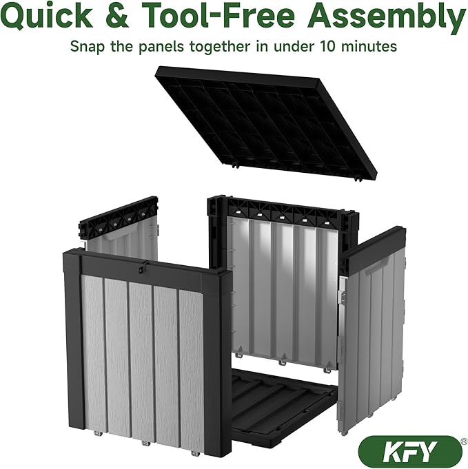 50 gallon deck box, All-weather resin material outdoorstorage box easy to - Image 5