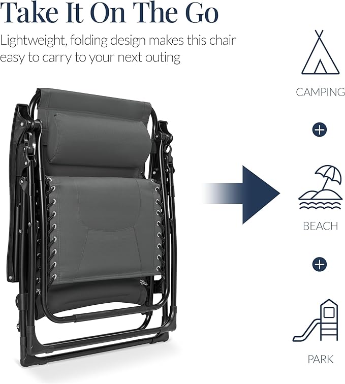 Best Choice Products Oversized Padded Zero Gravity Chair, Folding Outdoor Patio - Image 5