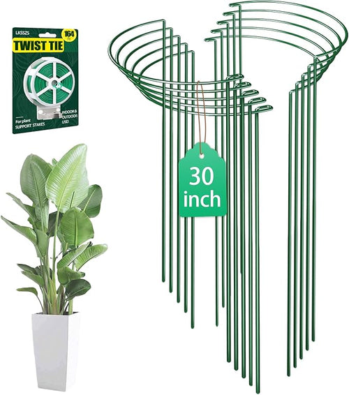 10 Pack 30 Inch Plant Support Stakes, Heavy-Duty Half Round Peony Support Ring by LKSSZS