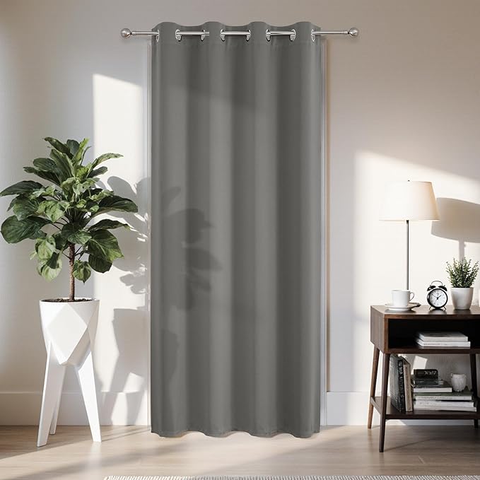 Joydeco Blackout Door Curtain for Doorway Privacy 90 Inches Long, Grommet by JOYDECO