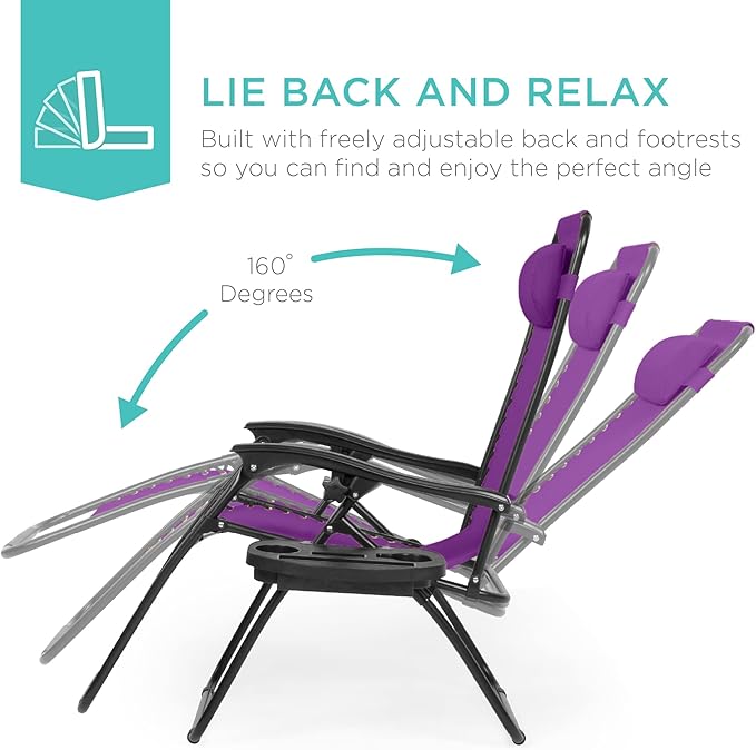 Best Choice Products Set of 2 Adjustable Steel Mesh Zero Gravity Lounge Chair - Image 4
