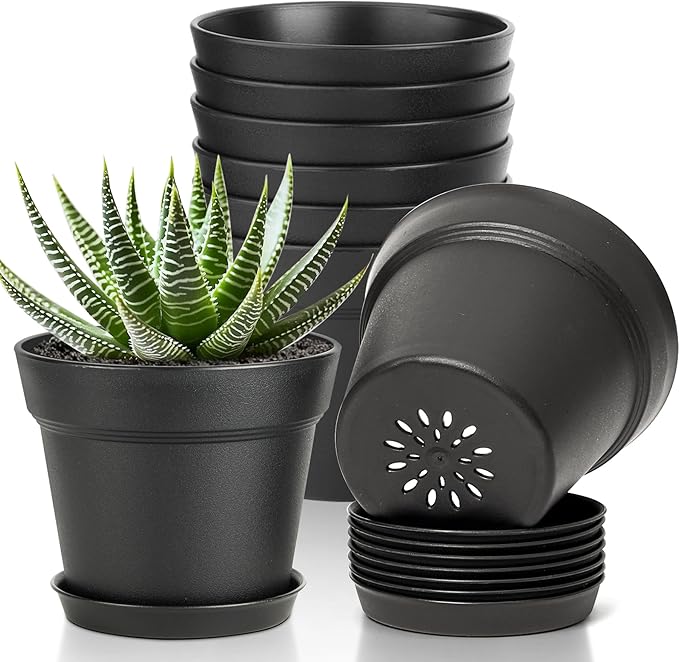 T4U 5 Inch Plant Pot 8-Pack, Plastic Pots by T4U