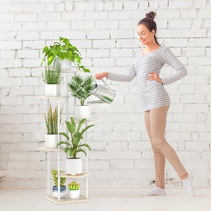 6 Tier Tall Plant Stand Indoor, Large Metal Wood Muti Level Vertical Planter - Image 8
