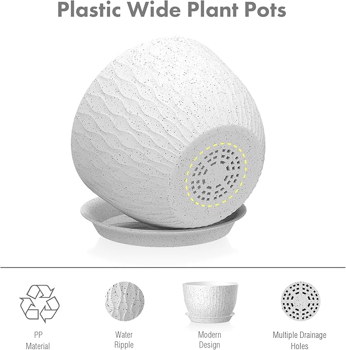 12/10/9 inch Large Flower Pots, 3 Set Big Plant Pots - Image 4