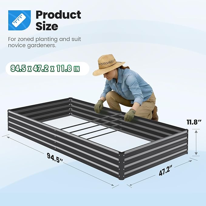 Quictent Galvanized Raised Garden Bed 8x4x1 Ft Metal Planter Box - Image 6
