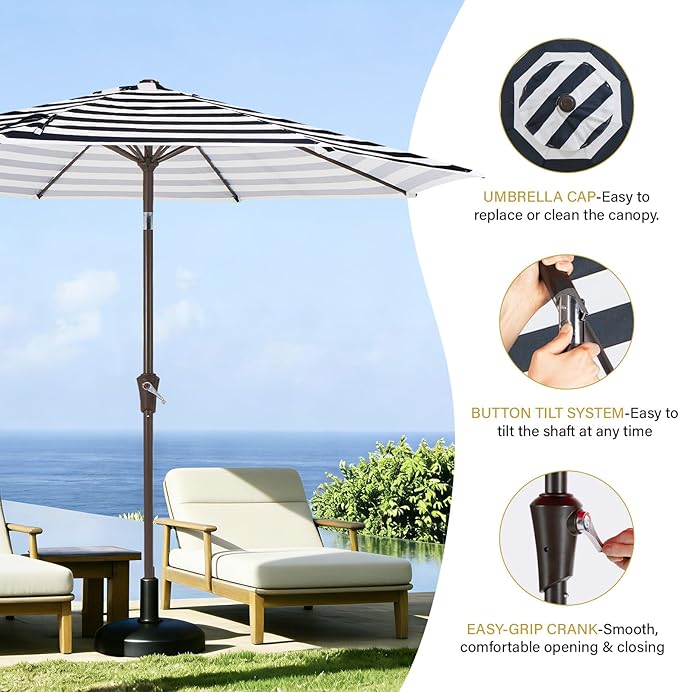 MEWAY 9ft Patio Umbrella Outdoor Table Umbrellas - Image 6