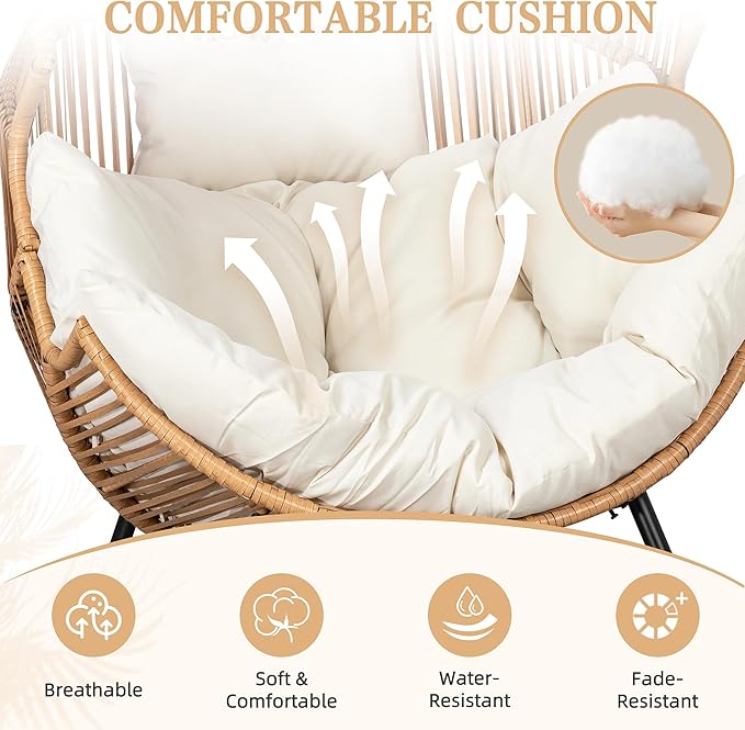 Vongrasig Wicker Egg Chair PE Rattan Rocking Chair - Image 7