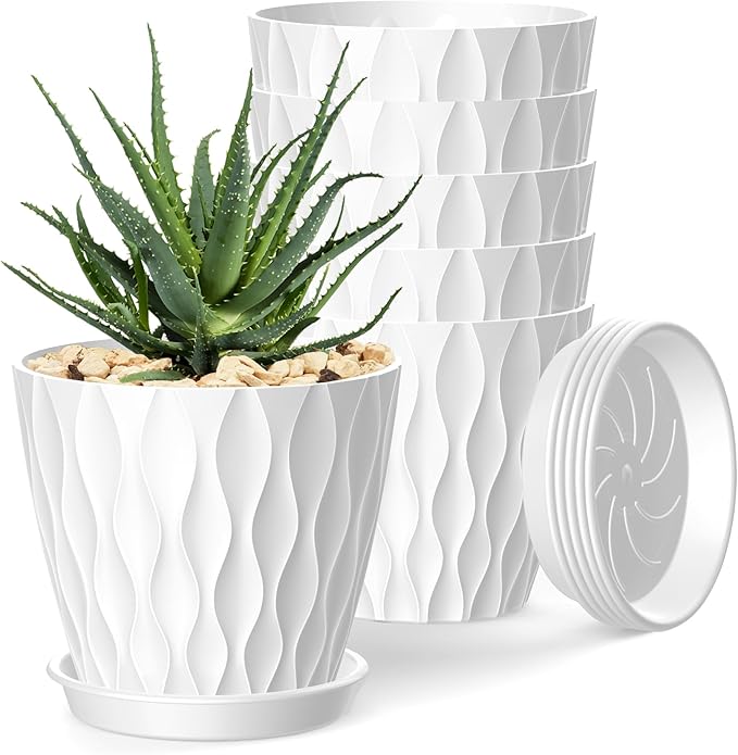 4 Inch Plant Pots, 6 Pack Indoor Flower Pots, Planters by SQKH