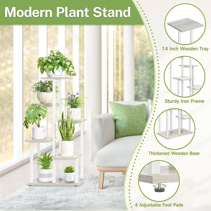 iDavosic.ly 6 Tier Plant Stand Indoor, Tiered Corner Plant Shelf - Image 4