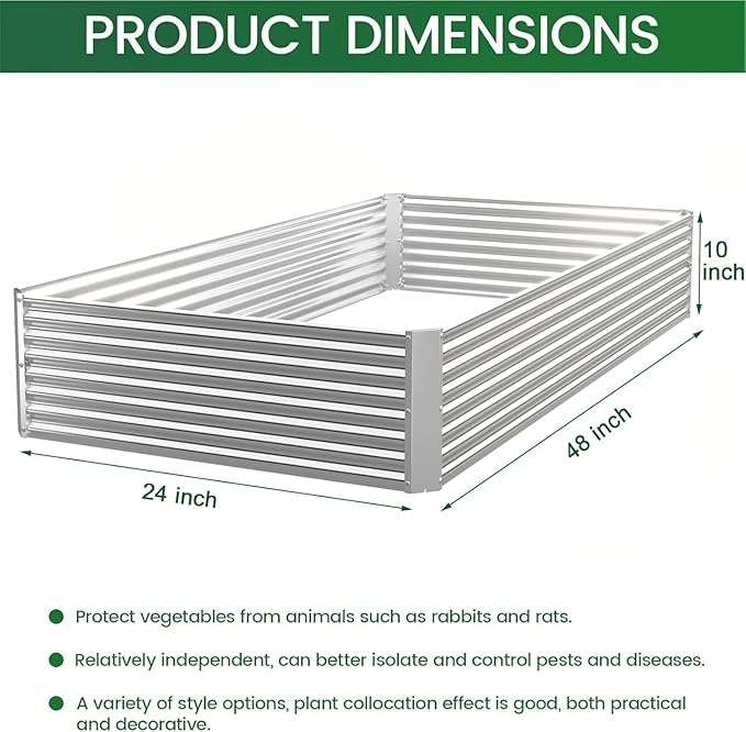 4 Pack Raised Beds for Gardening, Corrugated Galvanized Steel Raised Garden Bed - Image 2