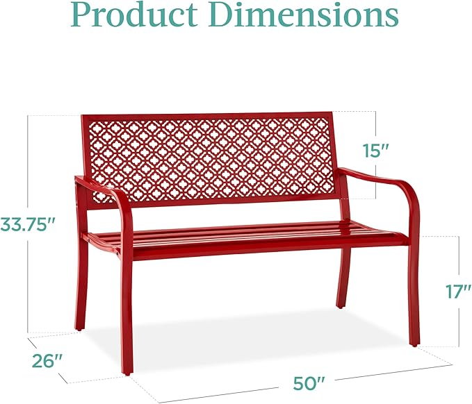 Best Choice Products Outdoor Bench 2-Person Metal Steel Benches Furniture - Image 3