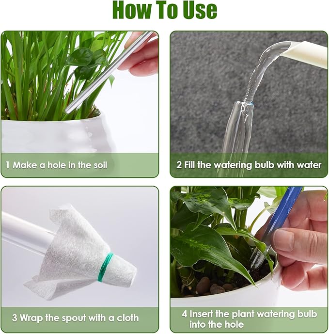 NiHome Spike Self-Watering Bulb 3PCS 10" Iridescent Pearl Hand-Blown Glass - Image 6