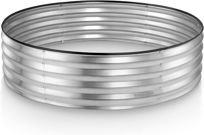 Round Galvanized Raised Garden Bed // 4×4×1 ft Galvanized Raised Garden Beds by PlantPlot