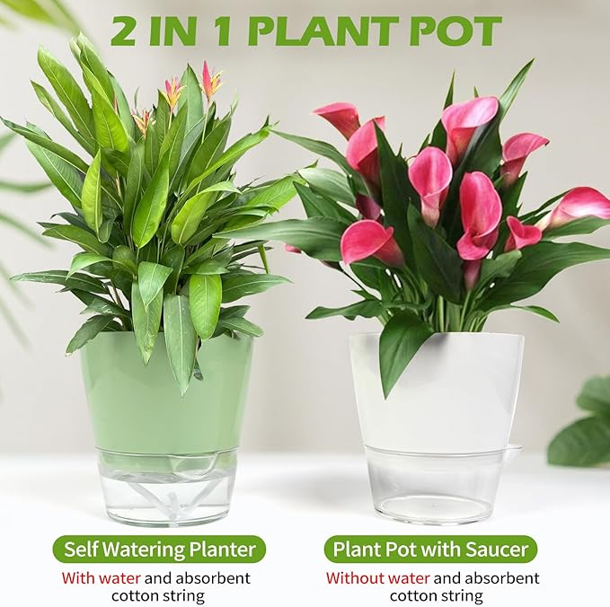 4 Pcs Self Watering Plant Pot, 6 inch Plant Pot - Image 5