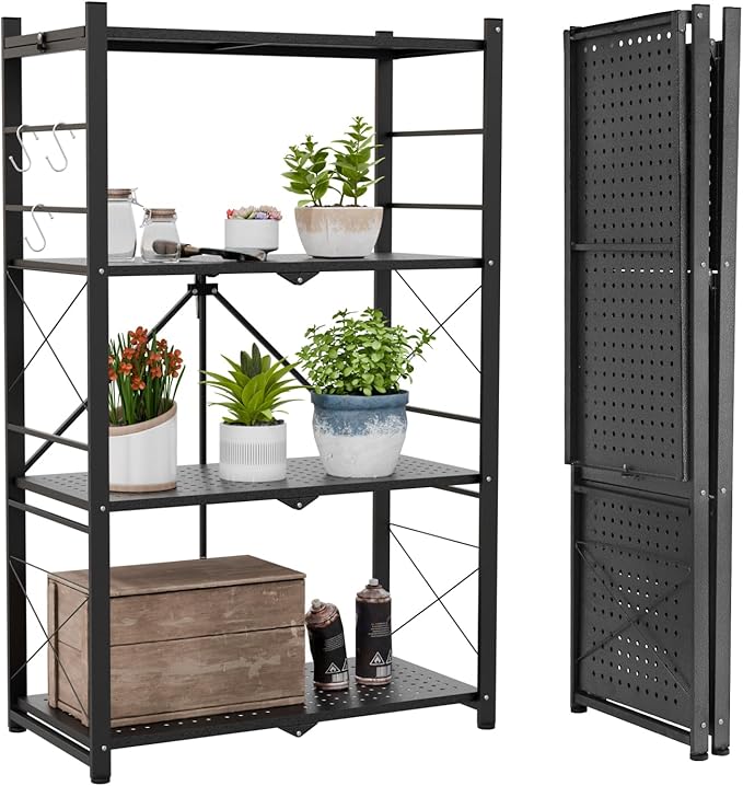 EAGLE PEAK 4-Tier Foldable Greenhouse Shelf, Heavy Duty Metal Storage Rack by EAGLEPEAK