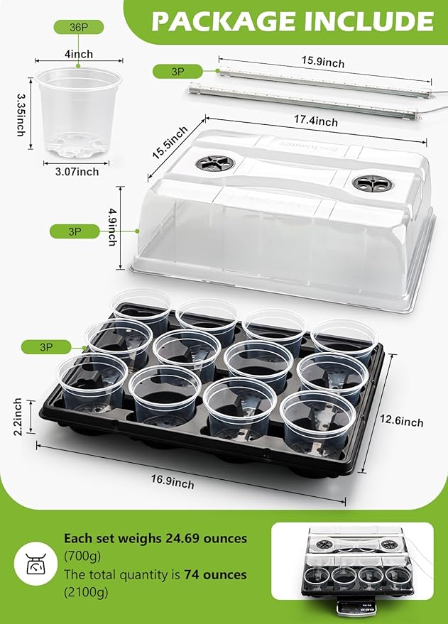 3 Pack 12 Cell Seed Starting Trays - Image 2