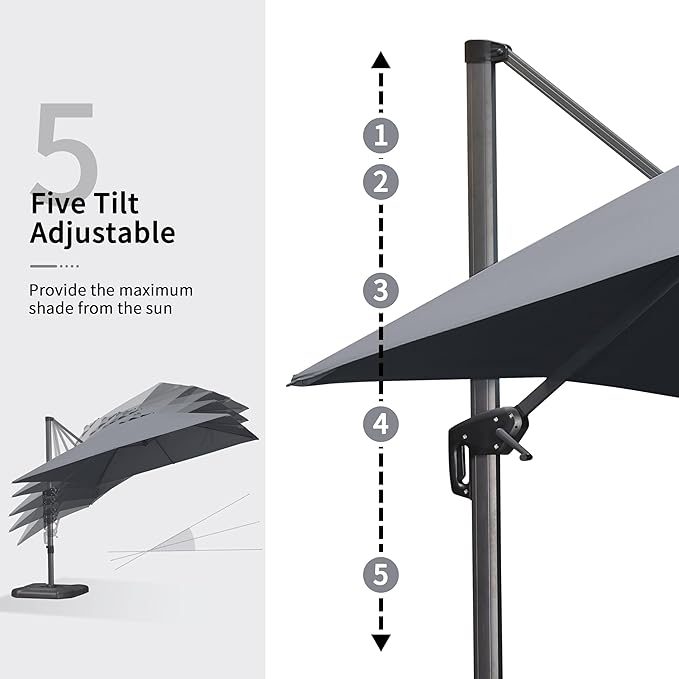 PURPLE LEAF 9' X 11.5' Patio Umbrella Outdoor Cantilever Rectangle Umbrella - Image 4