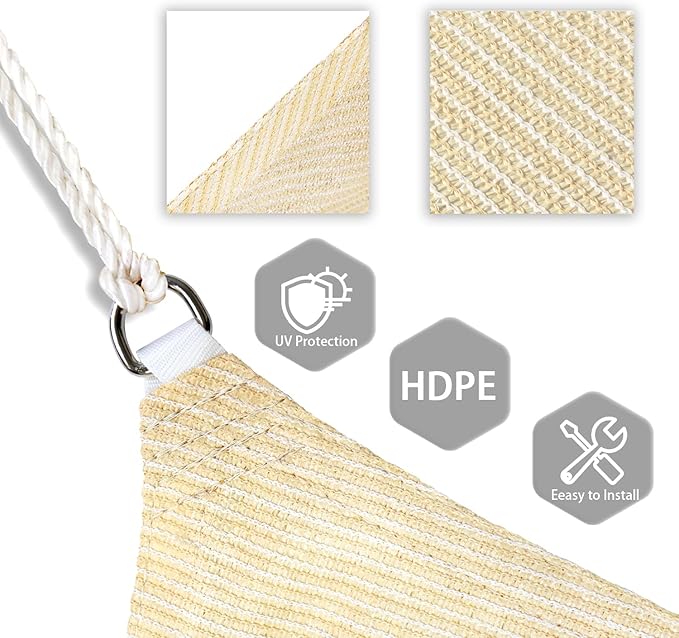 Patio Paradise 14' x 14' x 13'10" Sun Shade Sail Triangle Canopy, Permeable - Image 3