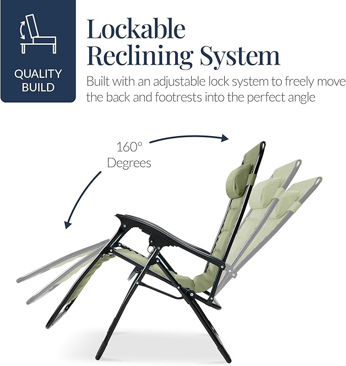 Best Choice Products Oversized Padded Zero Gravity Chair, Folding Outdoor Patio - Image 7