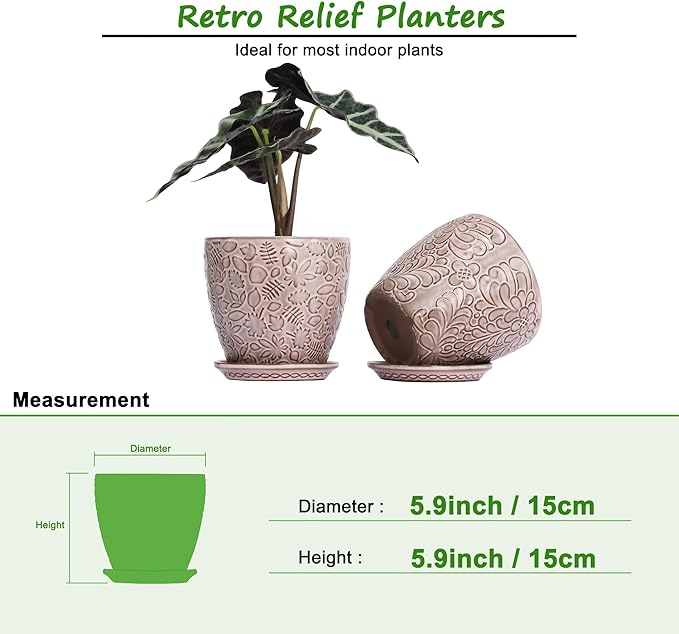 6 Inch Retro Ceramic Planter Set of 2 - Image 4