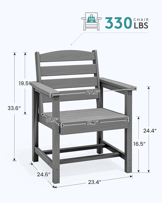 SERWALL Outdoor Dining Chairs Set of 4, All-Weather HDPE Patio Chair - Image 2
