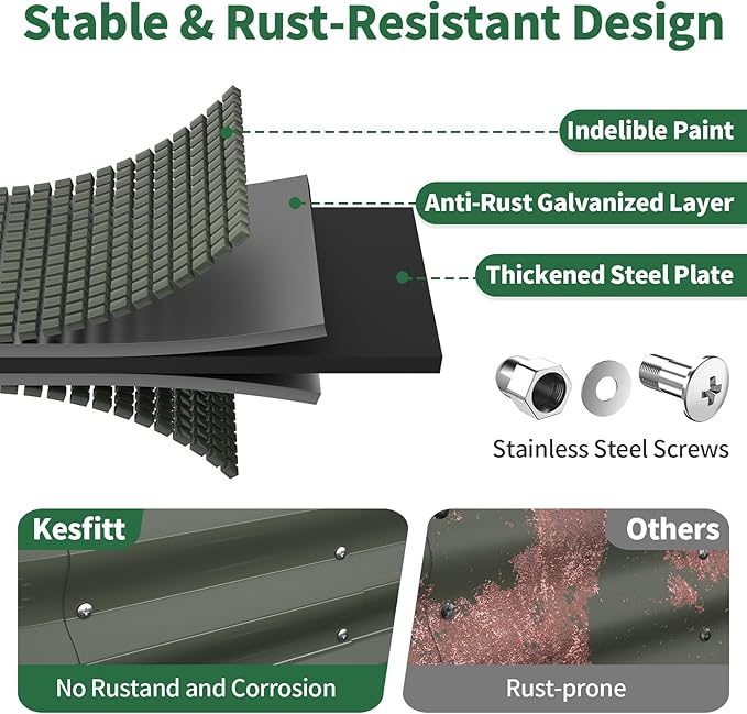 Kesfitt Raised Garden Bed, Oval Open-Bottom Design, 12-Inch Deep - Image 2