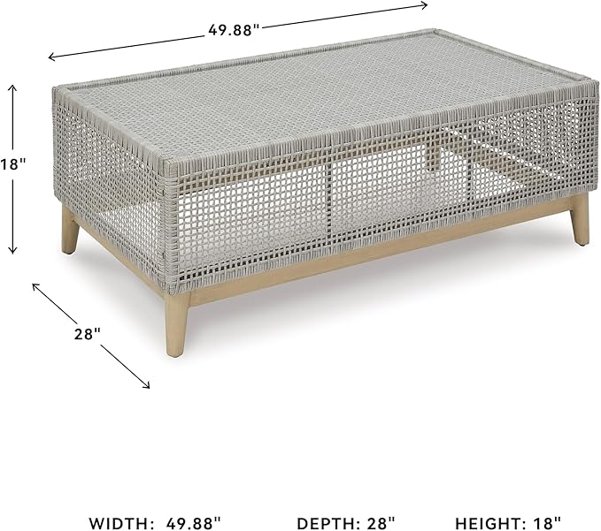 Signature Design by Ashley Seton Creek Casual Resin Wicker Outdoor Coffee Table - Image 3