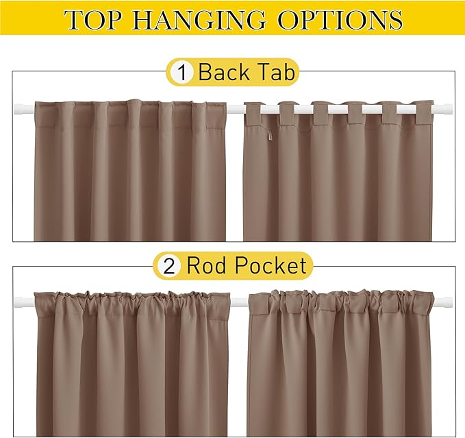 NICETOWN 2 Panels Outdoor Curtains Waterproof Pocket & Back Tab on Top & Bottom - Image 3
