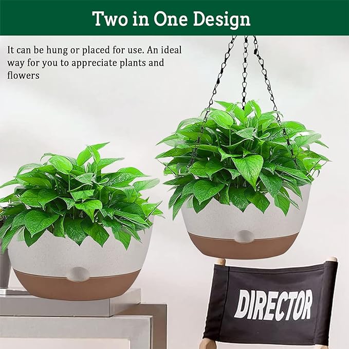 Hanging Planter Self Watering 10 Inch, 2 Pack Indoor Outdoor Hanging Baskets - Image 7