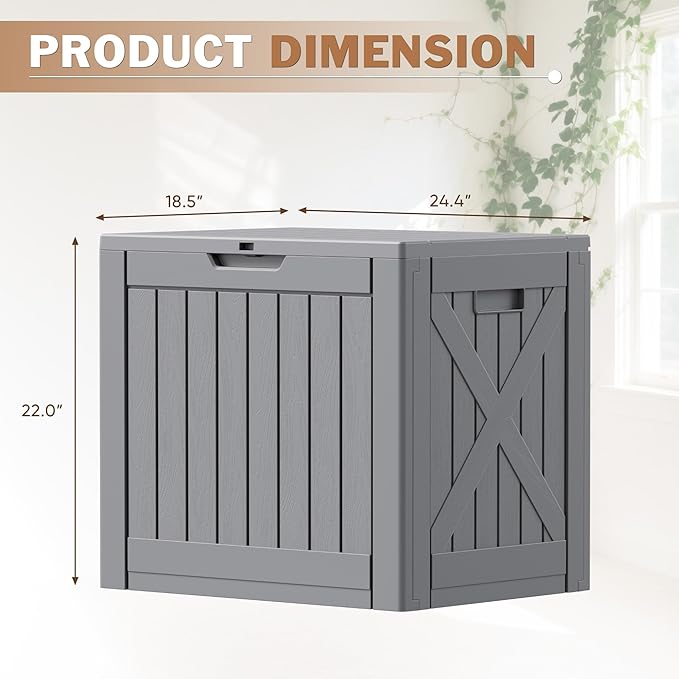 Patiowell 43 Gallon Resin Deck Box, Outdoor Storage Box - Image 4