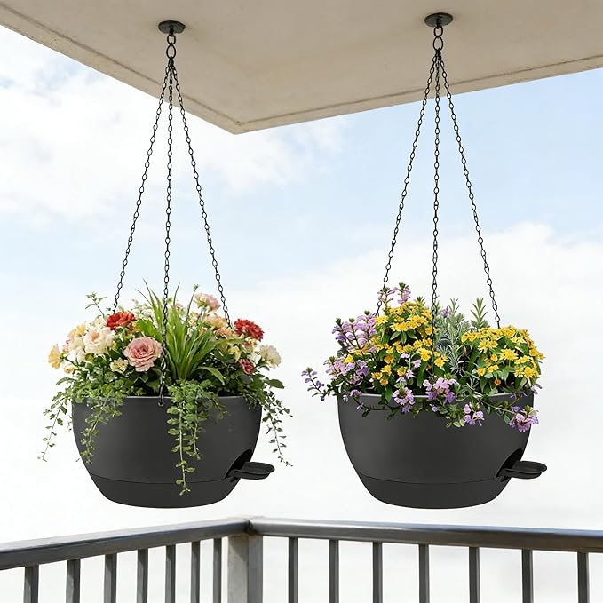 2 Pack 12 Inch Self Watering Hanging Planters - Image 5