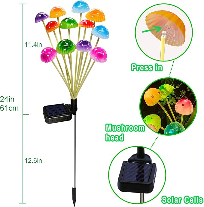 Kohlrabi Solar Garden Lights, 4 Pack Solar Mushroom Lights Outdoor, Upgraded - Image 3