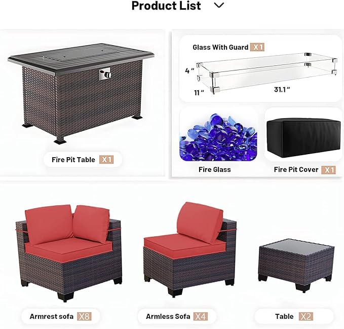 Kullavik 15PCS Outdoor Patio Furniture Set - Image 5