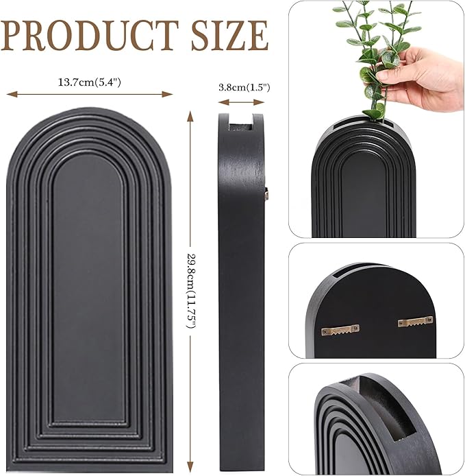 2 Pack Wooden Wall Vase Set - Image 3