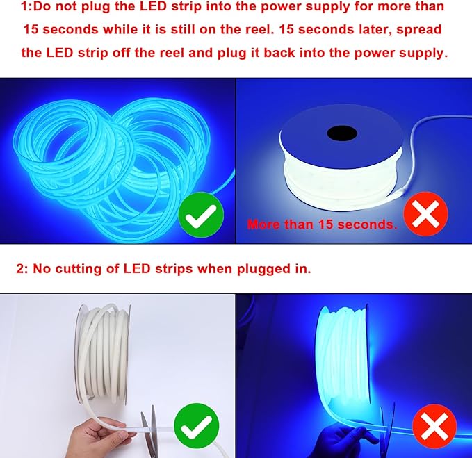 AC 110V COB LED Strip Lights Outdoor Waterproof 65.6ft, IP65 Flexible Cuttable - Image 6