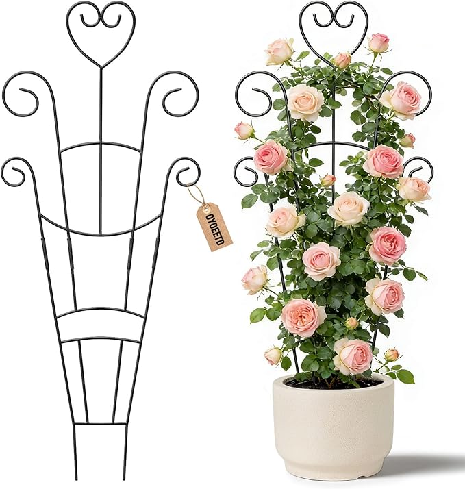 30 Inch Plant Trellis for Climbing Plants Indoor, Outdoor Metal Garden Trellis by OYOEETD