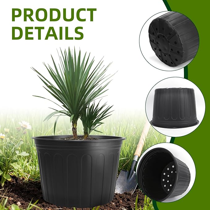 30 Pack 5 Gallon Plastic Nursery Pots, 12.8 Inch Thickened Soft Plant Pots - Image 4