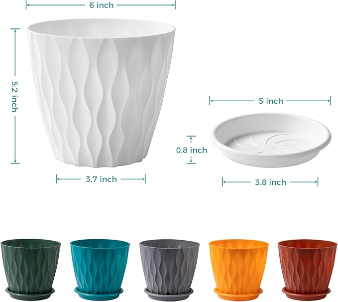 FaithLand 6-Pack 6-Inch Plastic Plant Pots - Image 3