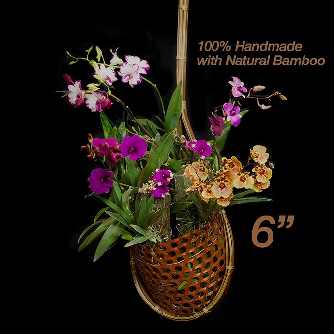 Handmade 100% Thai Bamboo Super Sanctuary Hanging Orchid Basket - Image 2