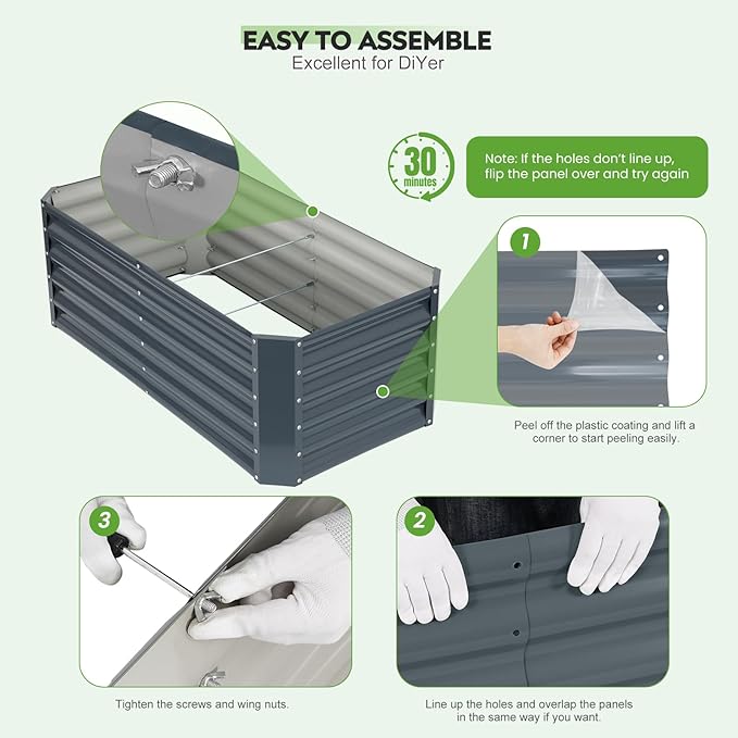 ZORMY 4×2×1.4ft Galvanized Raised Garden Bed Kit, Metal Planter Boxes Outdoor - Image 8