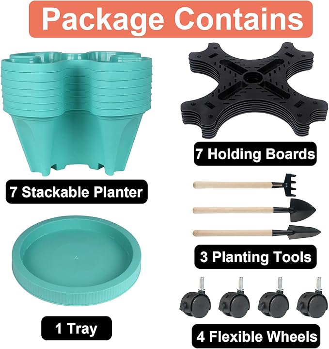 GameXcel Vertical Planter 7 Tier Stackable Planters Garden Planters Strawberry - Image 8
