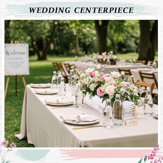 Dandat 2 Set Wood Boxes for Centerpieces 16x4 Inch Rectangle Wooden Planter Box - Image 6
