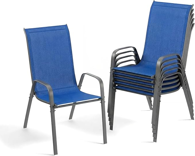MAMIZO Patio Dining Chairs, Stackable All Weather Teslin Chair, Heavy Duty by MAMIZO