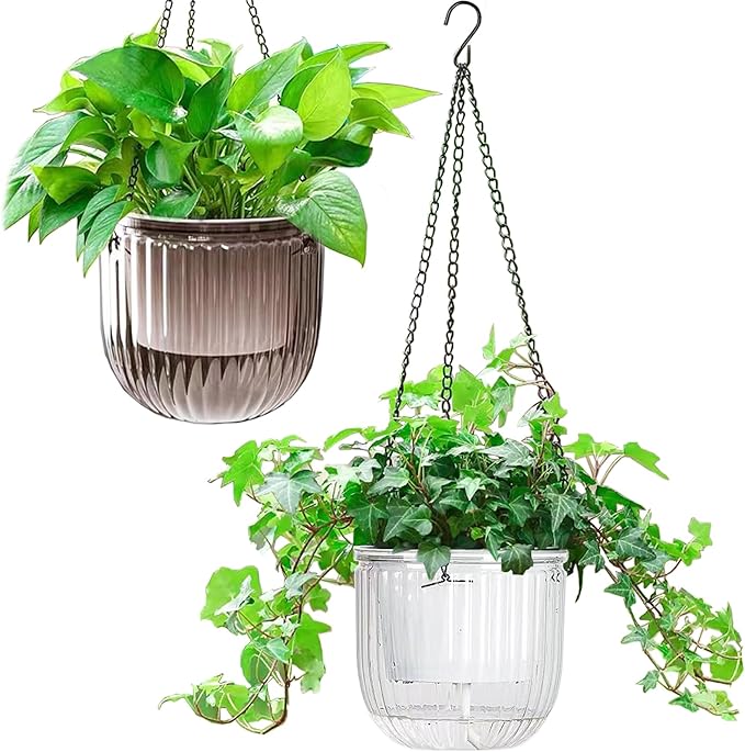 Melphoe 2 Pack Self Watering Hanging Planters Indoor Flower Pots, 6.5 Inch by Melphoe