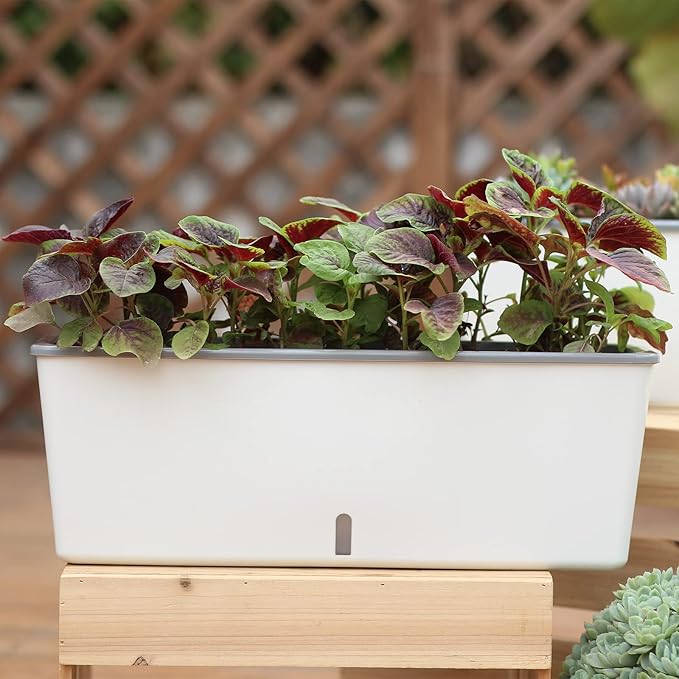 2 Pack Rectangular Planter 17 x 4.5 in Self Watering Planter Window Sill - Image 6