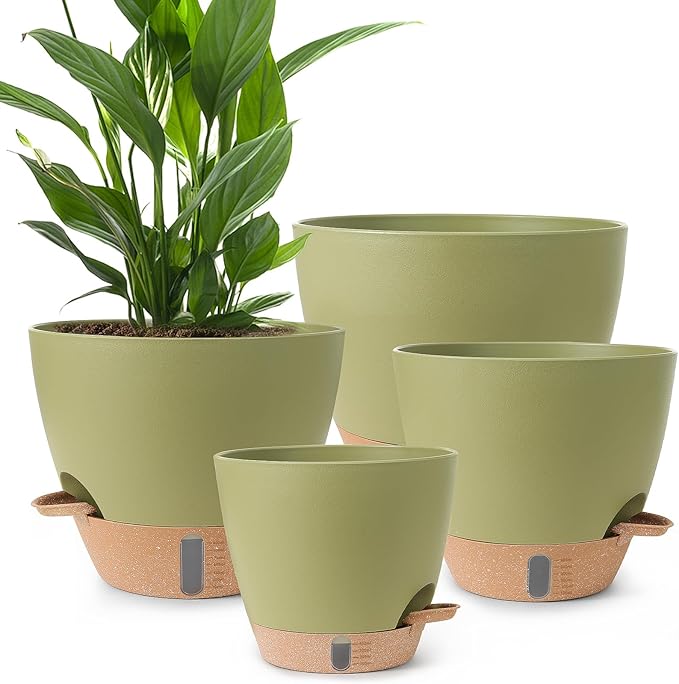 Plant Pots, 12/10/9/8/ Inch Large Plastic Self Watering Flower Pots Indoor by Unknown